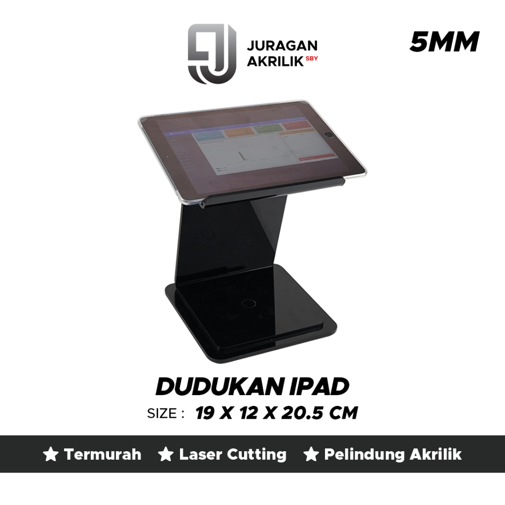 Standing Tablet Kasir Akrilik 5mm | Dudukan iPad & Tablet Meja Kasir | Stand POS Premium