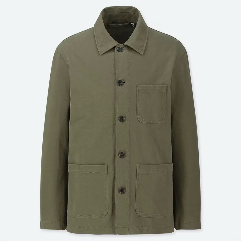 Uniqlo - Washed Jersey Work / Utility / Chore Jacket - Olive - Size L