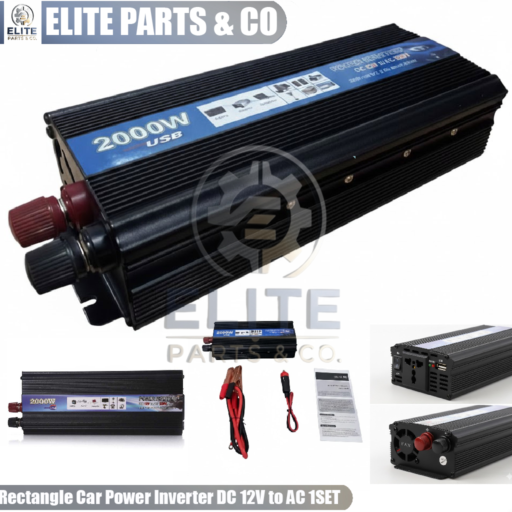 Taffware Rectangle Car Power Inverter DC 12V to AC 220V 2000W - ZX-2000E Power Inverter Mobil 2000W,
