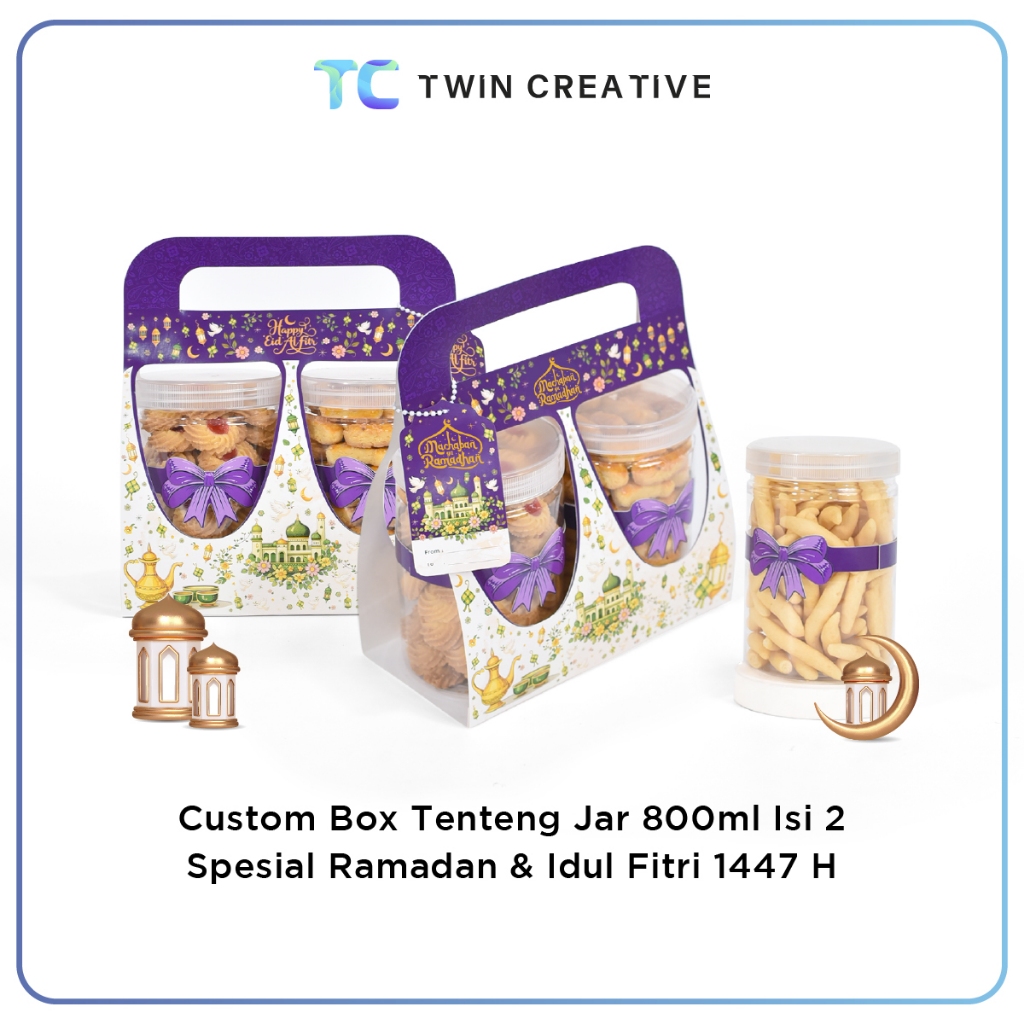 Custom Packaging Box Toples Kue Kardus Hampers Lebaran Kotak Kue - Box Tenteng Jar 800 Ramadhan Isi 