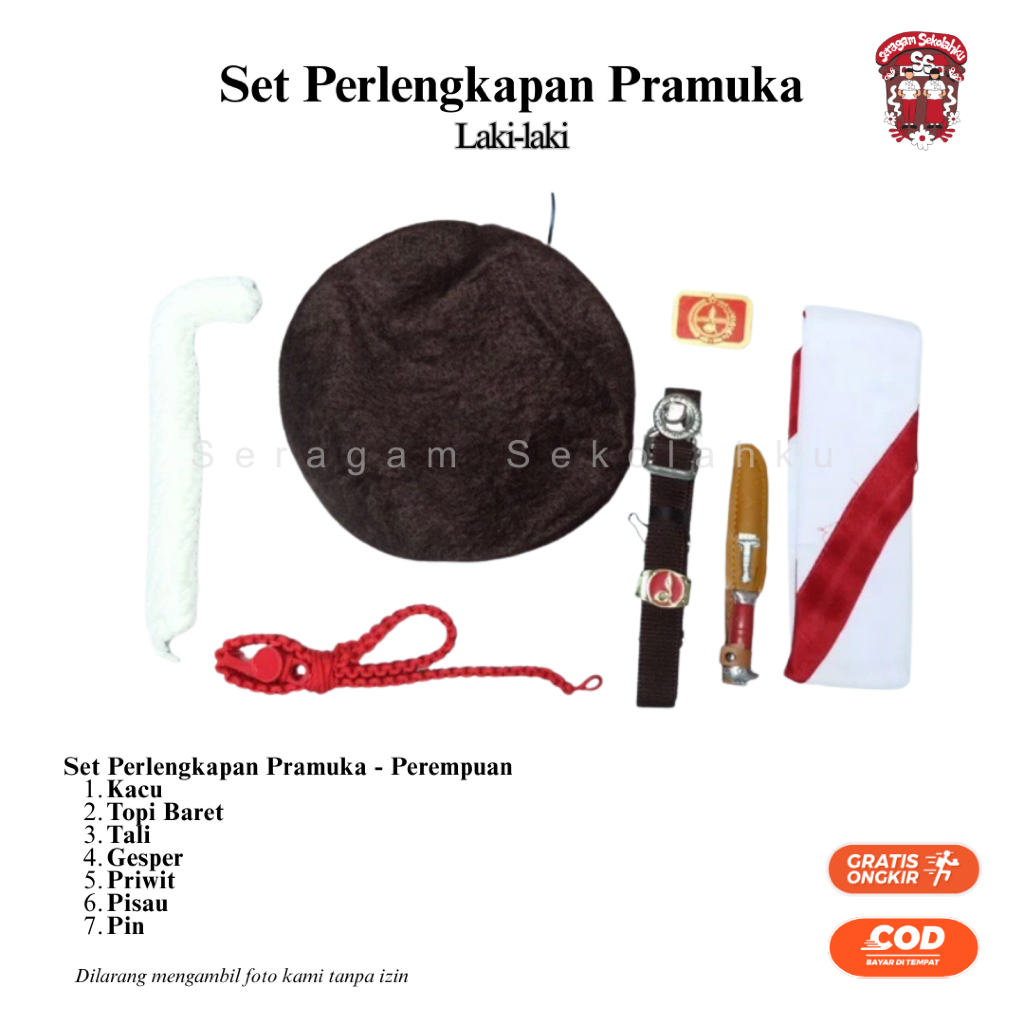Alat Perlengkapan Pramuka Cowok Lengkap Sekolah SD