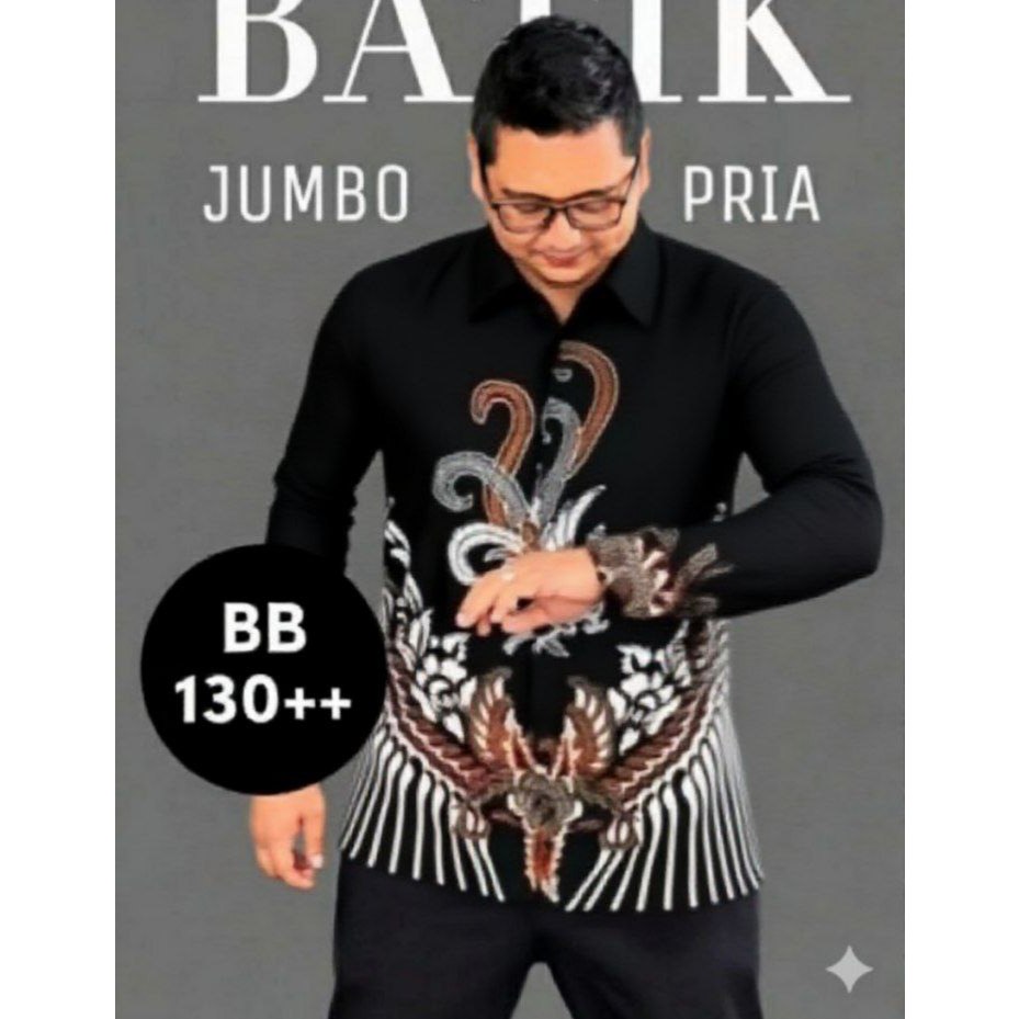 KEMEJA BATIK PRIA LENGAN PANJANG HEM BATIK COWOK JUMBO SIZE M-10XL