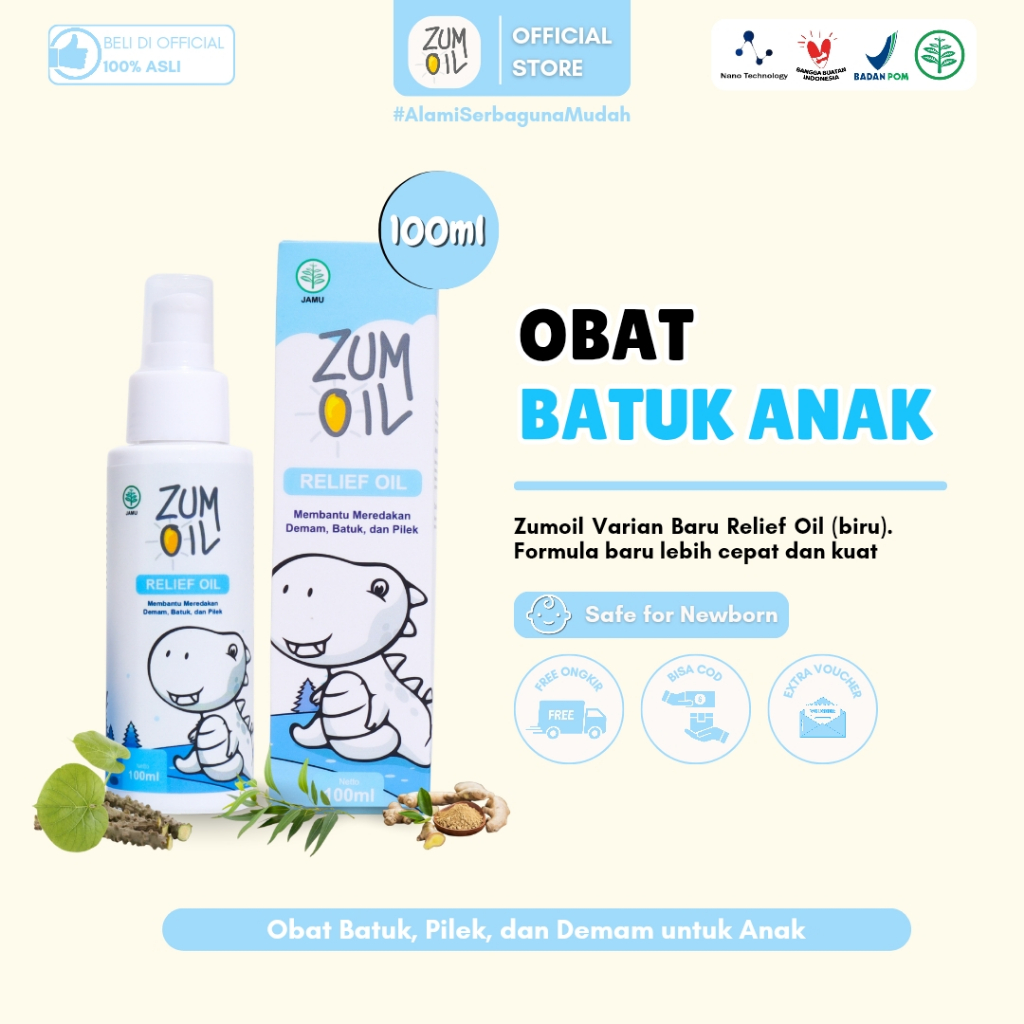 Zumoil Relief Oil (Biru) - Obat Batuk, Pilek, dan Demam untuk Anak