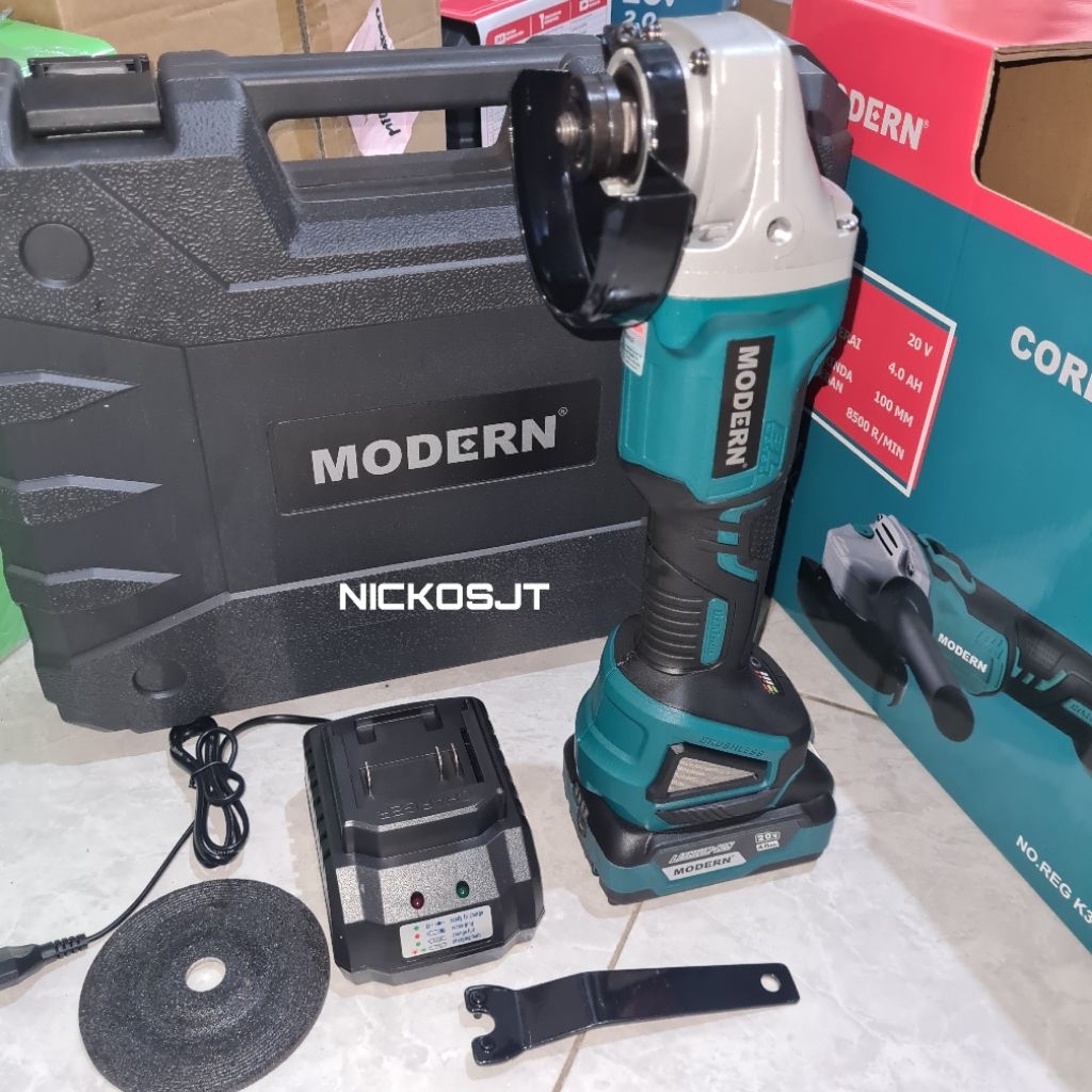 Brushless mesin gerinda M23 cas Modern 20V  cordless grinder grenda baterai batrei bonus batu grenda