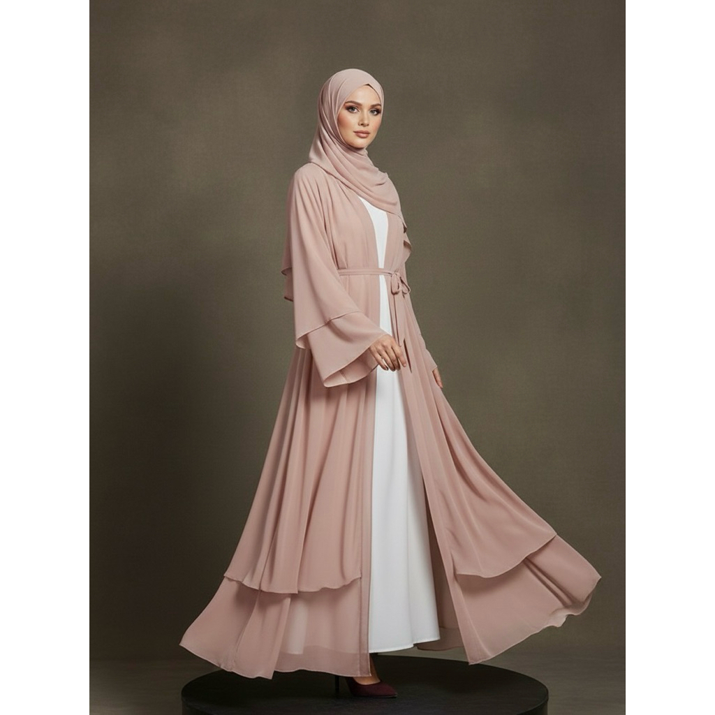 Zaafashion - Abaya Outer 2 Layer VOL 1 | Gamis Outer| Abaya Turki Long Outer | Abaya Hitam | Abaya U