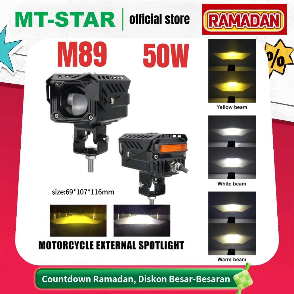 MT-STAR - M89 lampu tembak biled lensa biru di lengkapi sensor cahaya kuning & waterproof