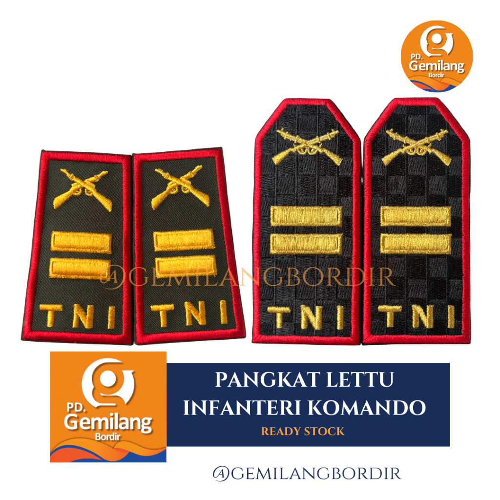 PANGKAT LETTU INFANTERI KOMANDO Lis Merah TNI AD | Pangkat PDU TNI | Pangkat PDH TNI | Pangkat TNI A