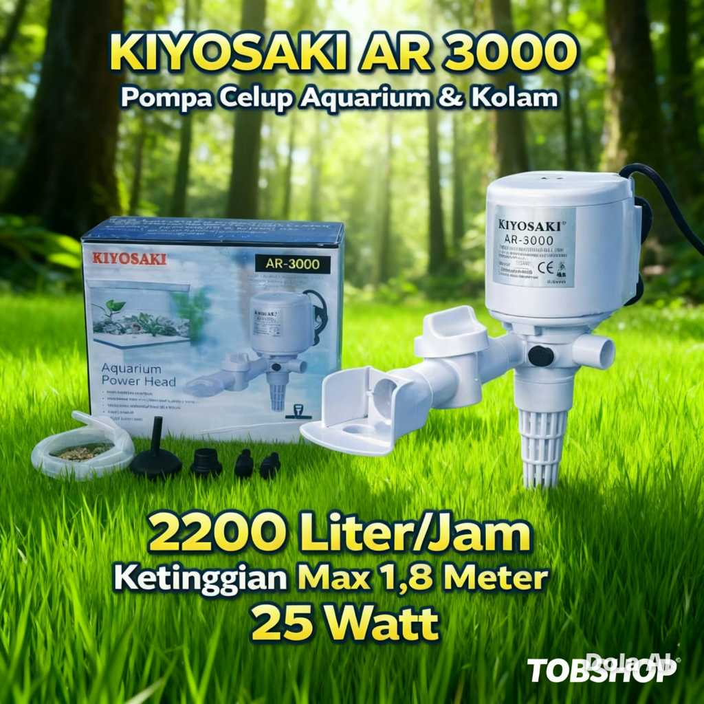 KIYOSAKI AR 3000 POWER HEAD Mesin Pompa Celup Filter Aquarium Aquascape Air Terjun Kolam Ikan Gelemb