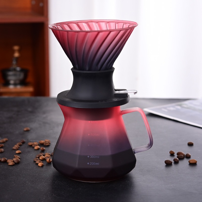 600ml Coffee Dripper Kopi v60-Alat Kopi v60 Dripper Set Cangkir Filter Pintar-Bisa Direndam Kaca Pot