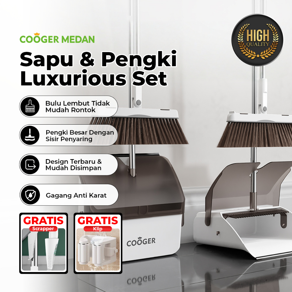 COOGER MEDAN SAPU PENGKI SET PREMIUM - MENYAPU RUMAH PRAKTIS KAPASITAS BESAR MODEL TERBARU - LUXURY