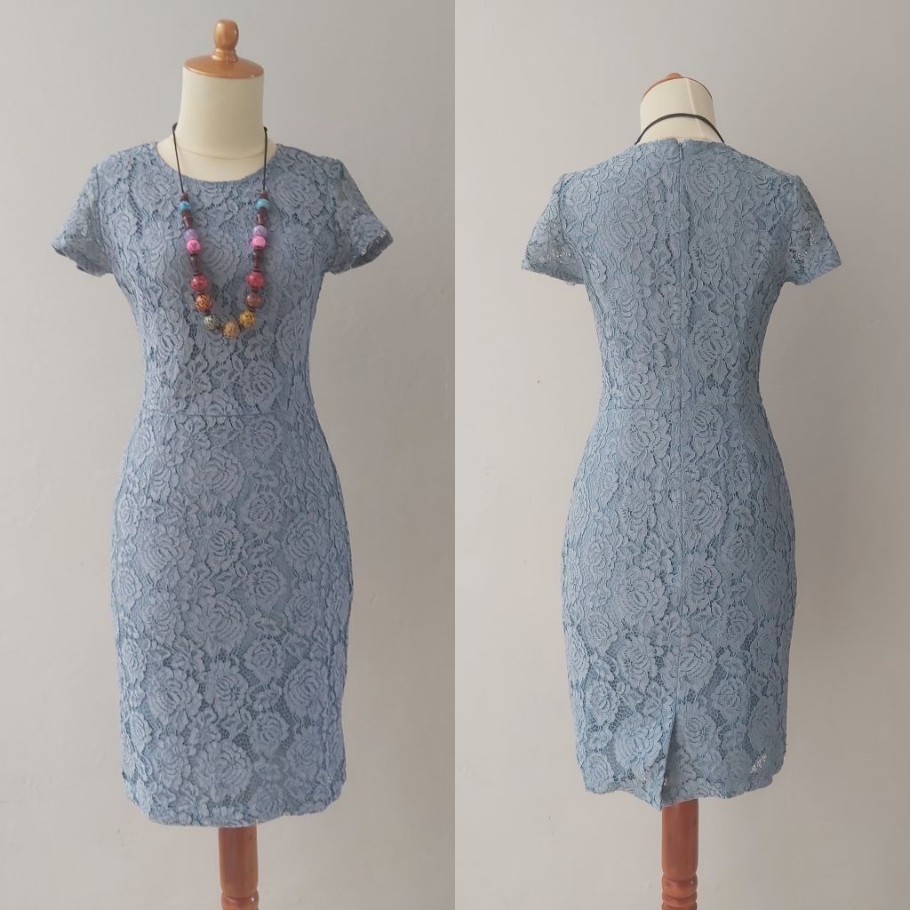 Dress Biru Brukat BR01