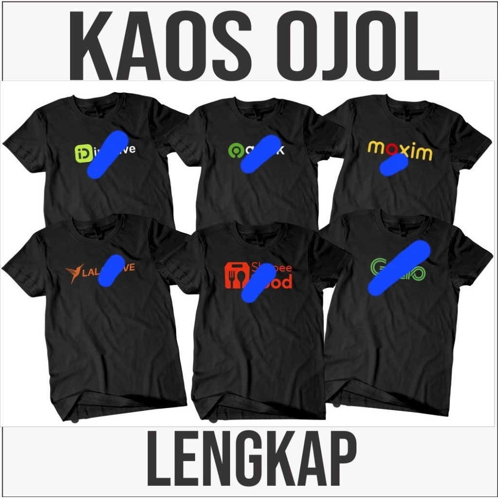 KAOS OJOL LENGKAP HITAM LENGAN PANJANG LENGAN PENDEK UNISEX PRIA WANITA SABLON DEPAN