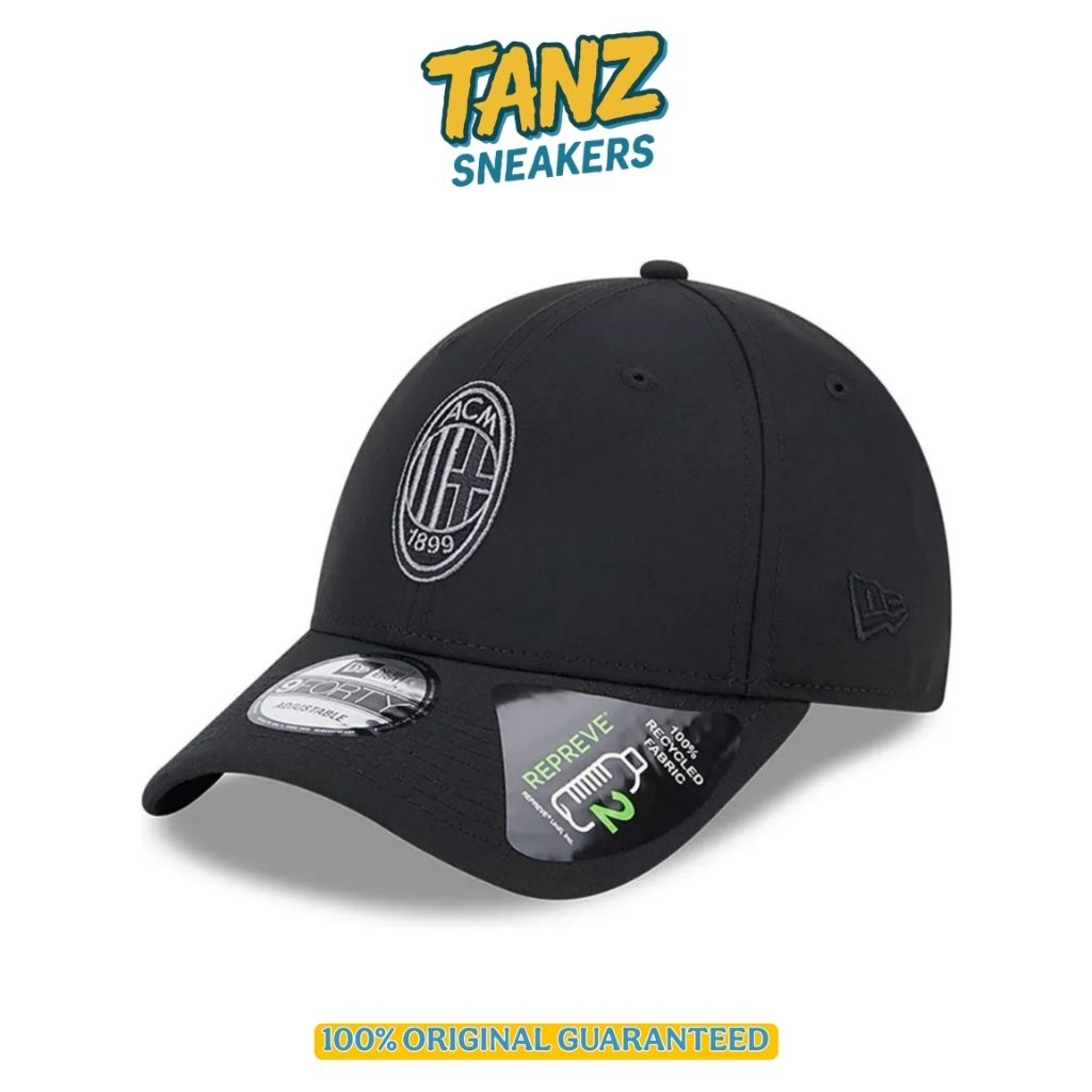 TOPI NEW ERA CAP 9FORTY AC MILAN REPREVE BLACK ORIGINAL RESMI BNIP