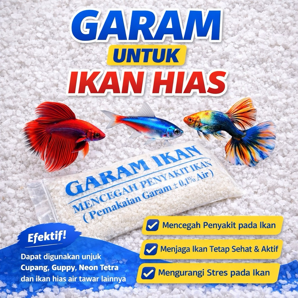 GARAM IKAN HIAS GLOWFISH CUPANG GUPPY MOLLY PLATY NEON TETRA