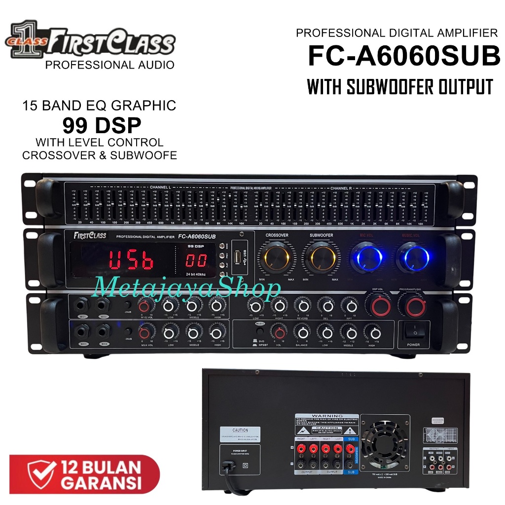 Amplifier Firstclass Original  FC-A6060SUB Power Amplifier Firstclass FC A6060 SUB + Crossover