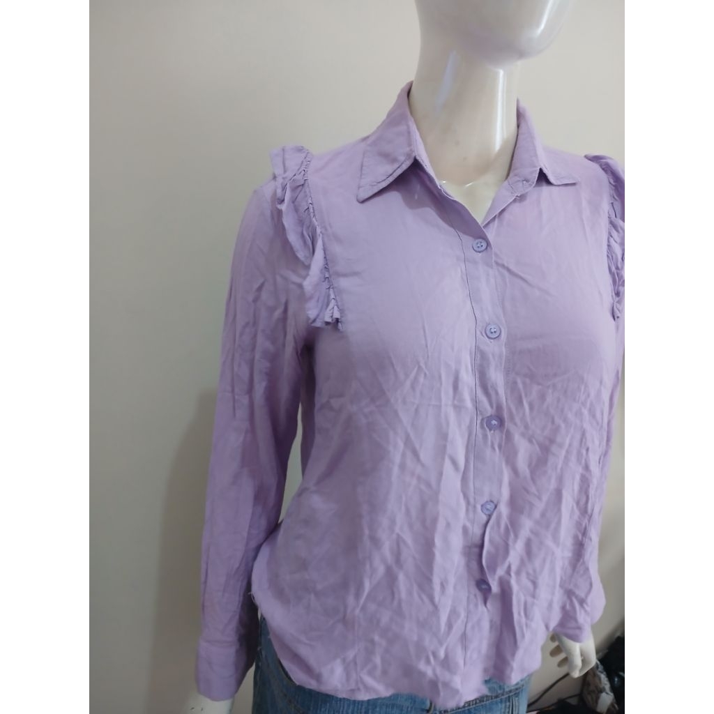 kemeja ungu, kemeja lilac, atasan simpel,atasan lilac