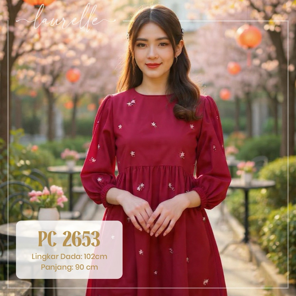 Dress merah maroon wanita LD 90 100 110 - Atasan imlek terbaru - baju merah wanita - dress qipao mer