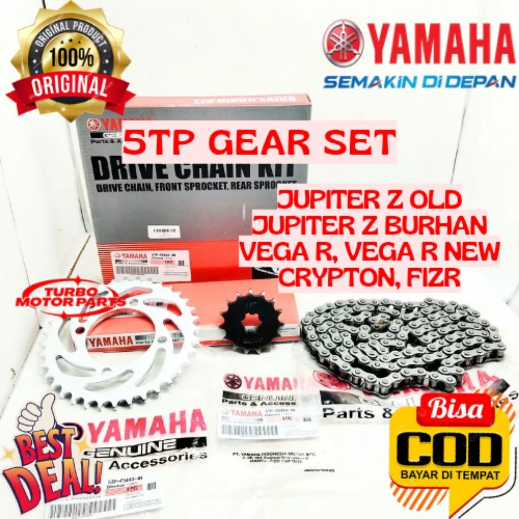 GEAR SET ORIGINAL YAMAHA KODE 5TP, GEAR SET JUPITER Z OLD, GEAR SET JUPITER Z BURHAN, GEAR SET VEGA 