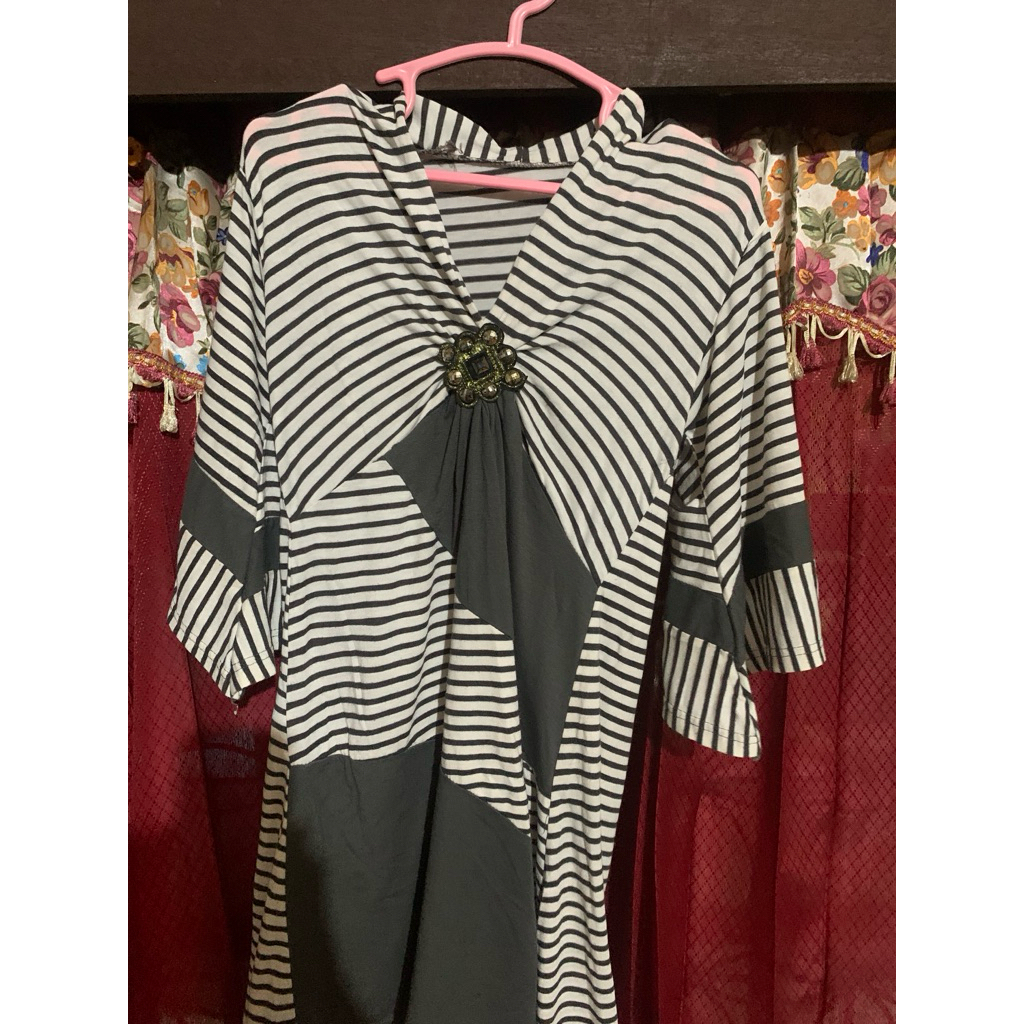 BAJU WANITA MEWAH ATASAN BLOUSE WANITA TUNIK GARIS GARIS