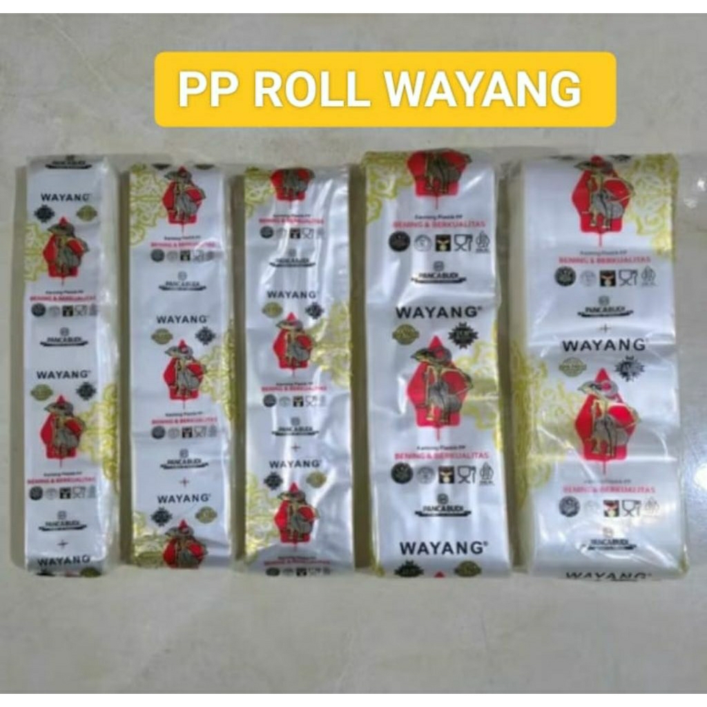 plastik pp roll wayang bening ukuran 4 CM  sampai 15 CM