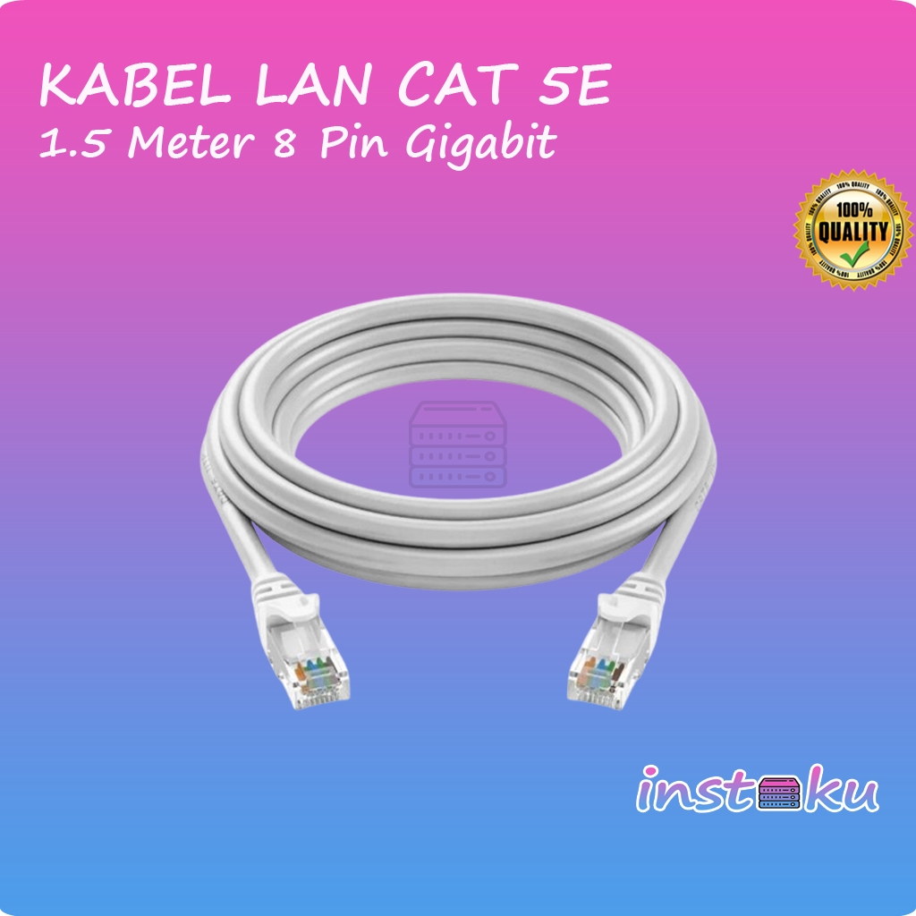 Kabel Lan RJ45 1,5 Meter Baru Lan Cable RJ45 Panjang 1.5 Meter Kabel Lan CAT5E UTP 8 pin Gigabit