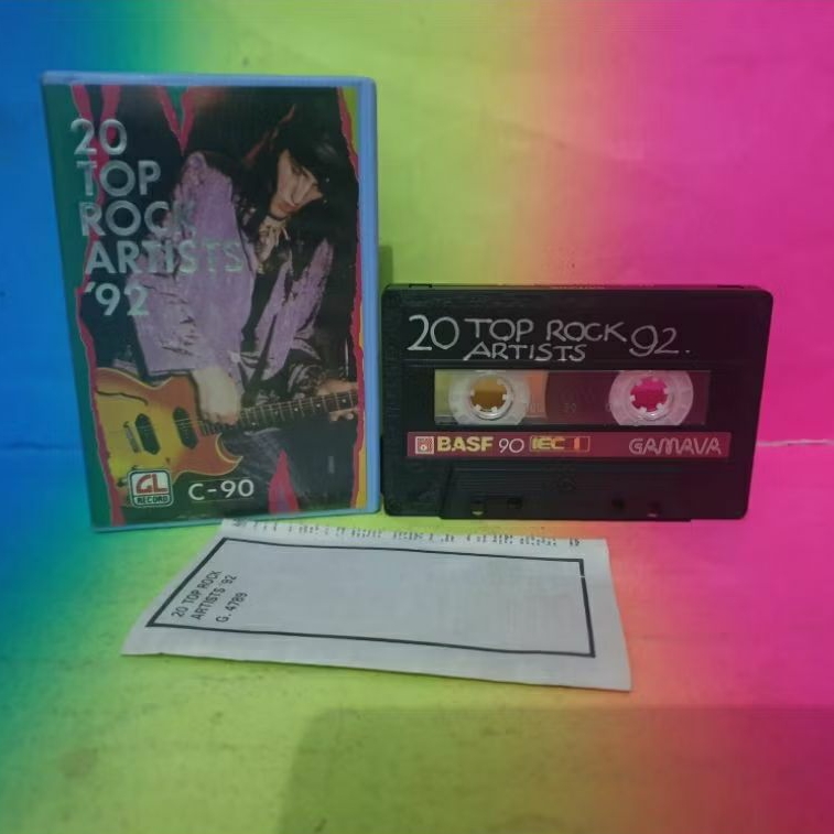kaset 20 TOP ROCK ARTISTS'92 various artists PENYANYI ASLI bagus MULUS