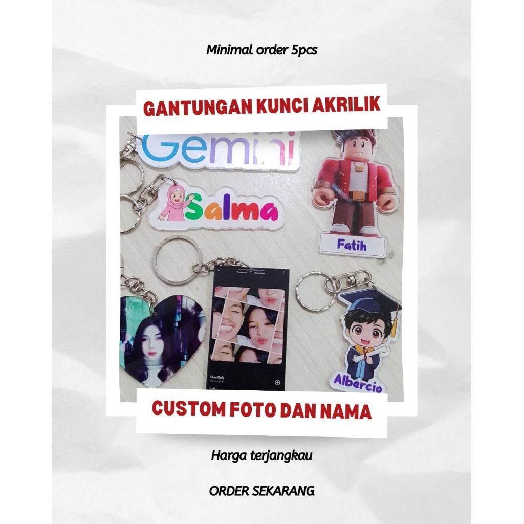 Gantungan Kunci Akrilik Custom Foto & Nama