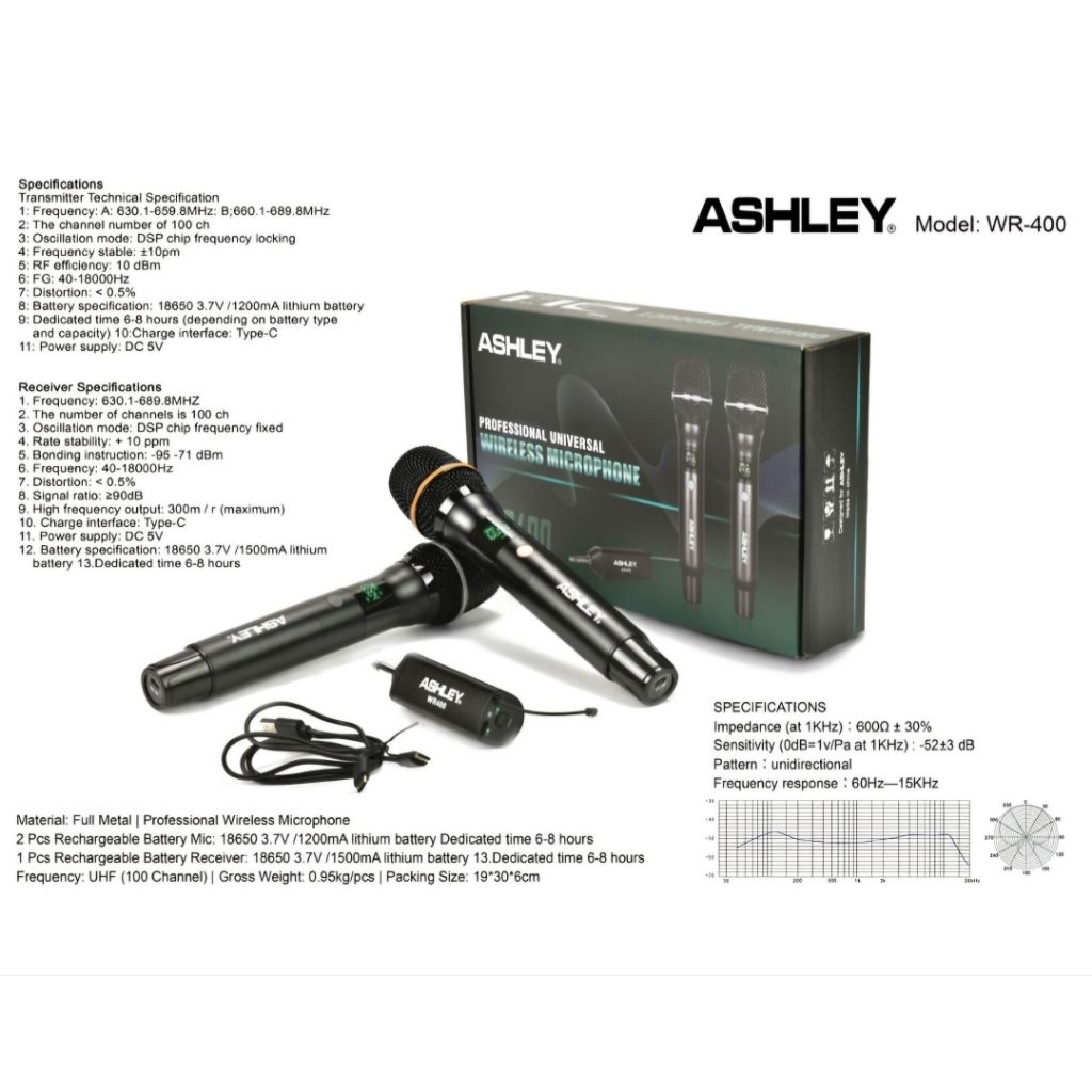 Mic Wireless Ashley WR 400 Original
