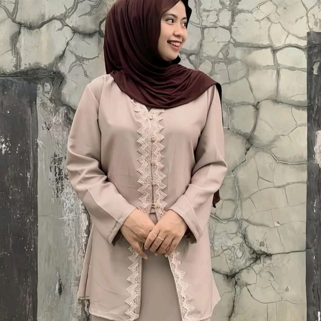 Hanma & Co - Mazaya One Set Tunik Rok Melayu Lebaran Wanita Muslim Setelan Baju Kurung Oneset Mewah 