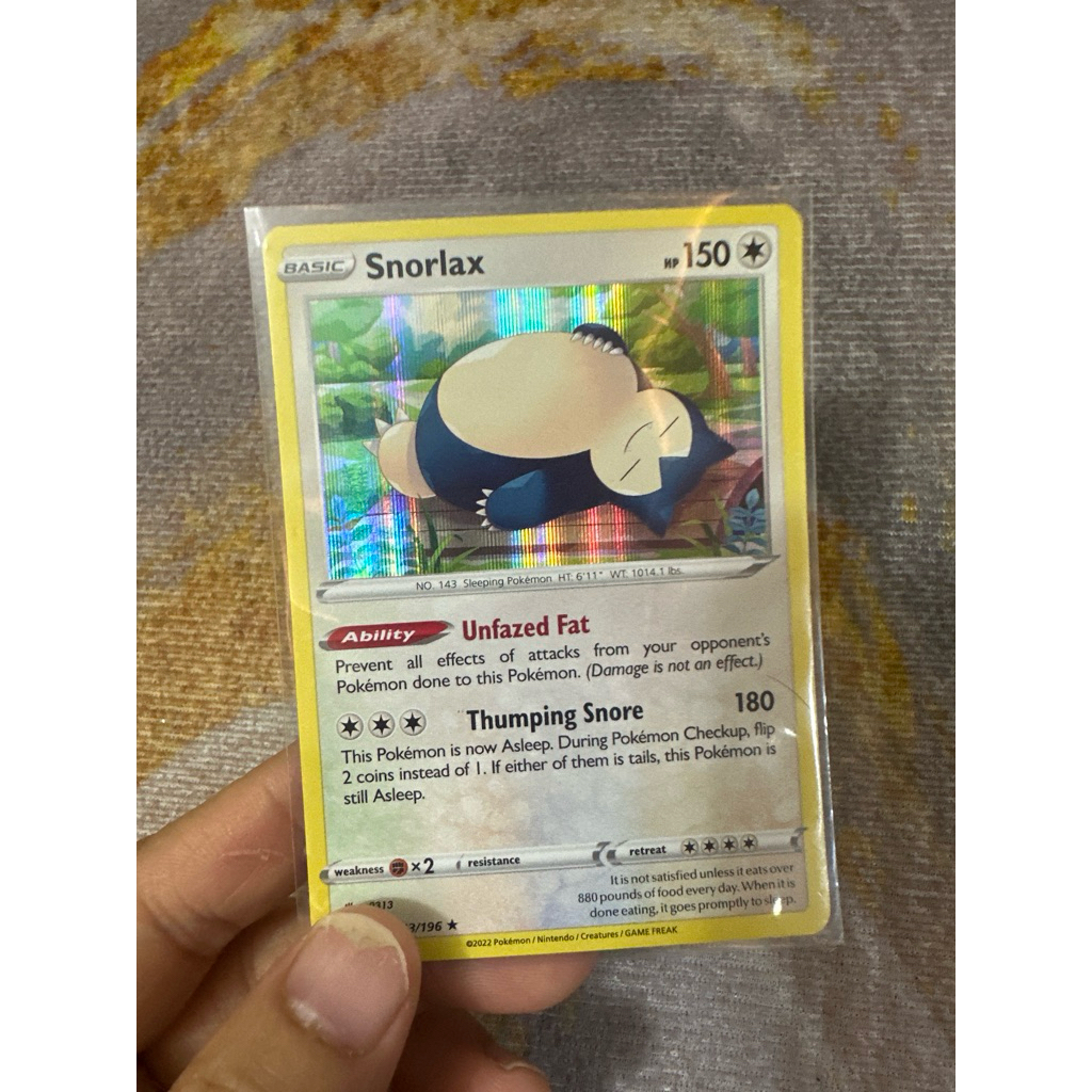 snorlax foil hologram kartu pokemon original