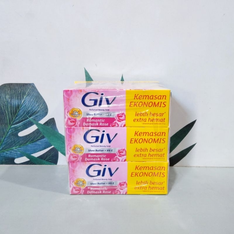 (isi 3pcs) GIV Sabun Batang Banded Kemasan Ekonomis Lebih Besar Extra Hemat Isi 3 x 100gr - Romantic