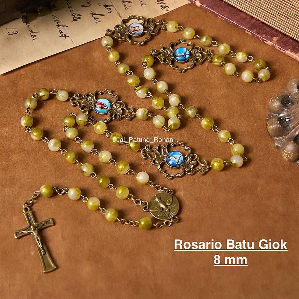 Rosario Batu Giok Kuning 8 mm