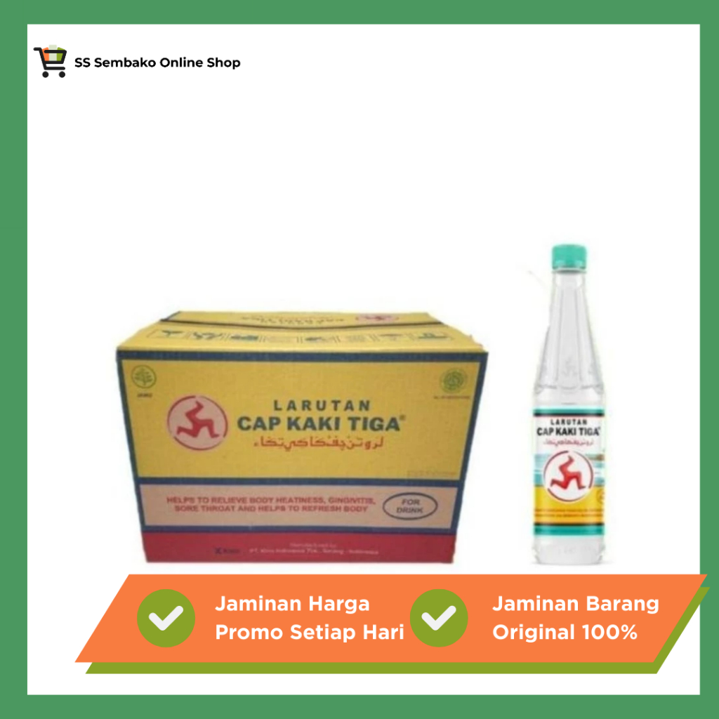 [SS ONLINE 100% ORI] Larutan Cap Kaki Tiga Original 500ml 1 Dus Isi 24 Botol BPOM – Minuman Penyegar