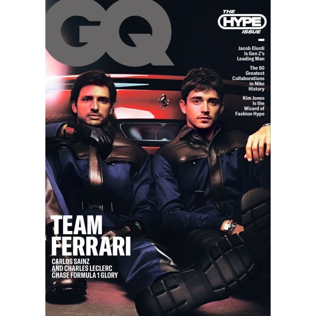 GQ MAGAZINE SEPTEMBER 2022: THE HYPE ISSUE UK VERSION (team ferrari issue: charles leclerc & carlos 
