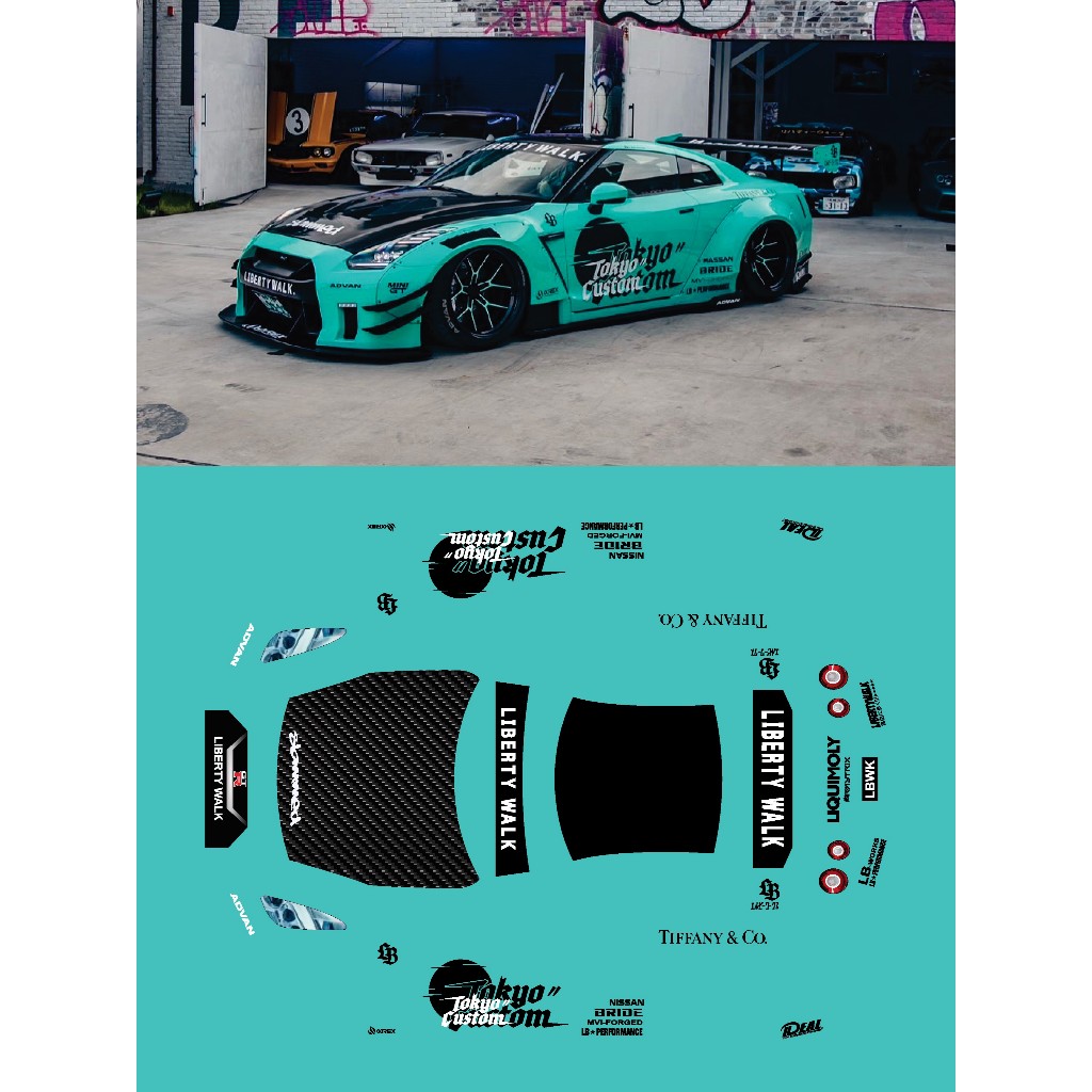 [WHITE TONER] Decal Hotwheels NISSAN R35 LBWK TIFFANY & CO