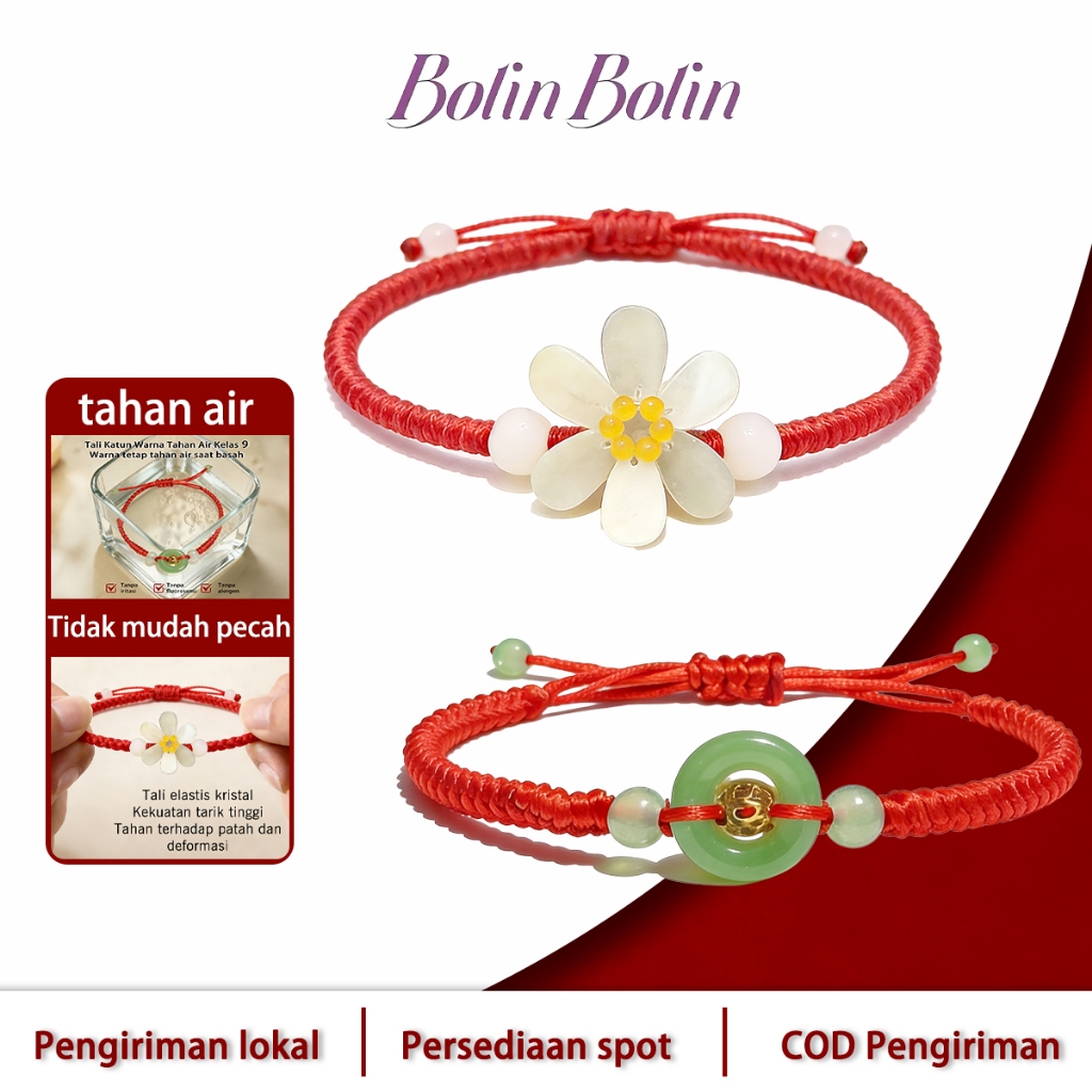 Bolin Bolin Gelang Kristal Tali Merah Gelang Emas Gelang Wanita Gelang tali Merah Yang Dapat Disesua