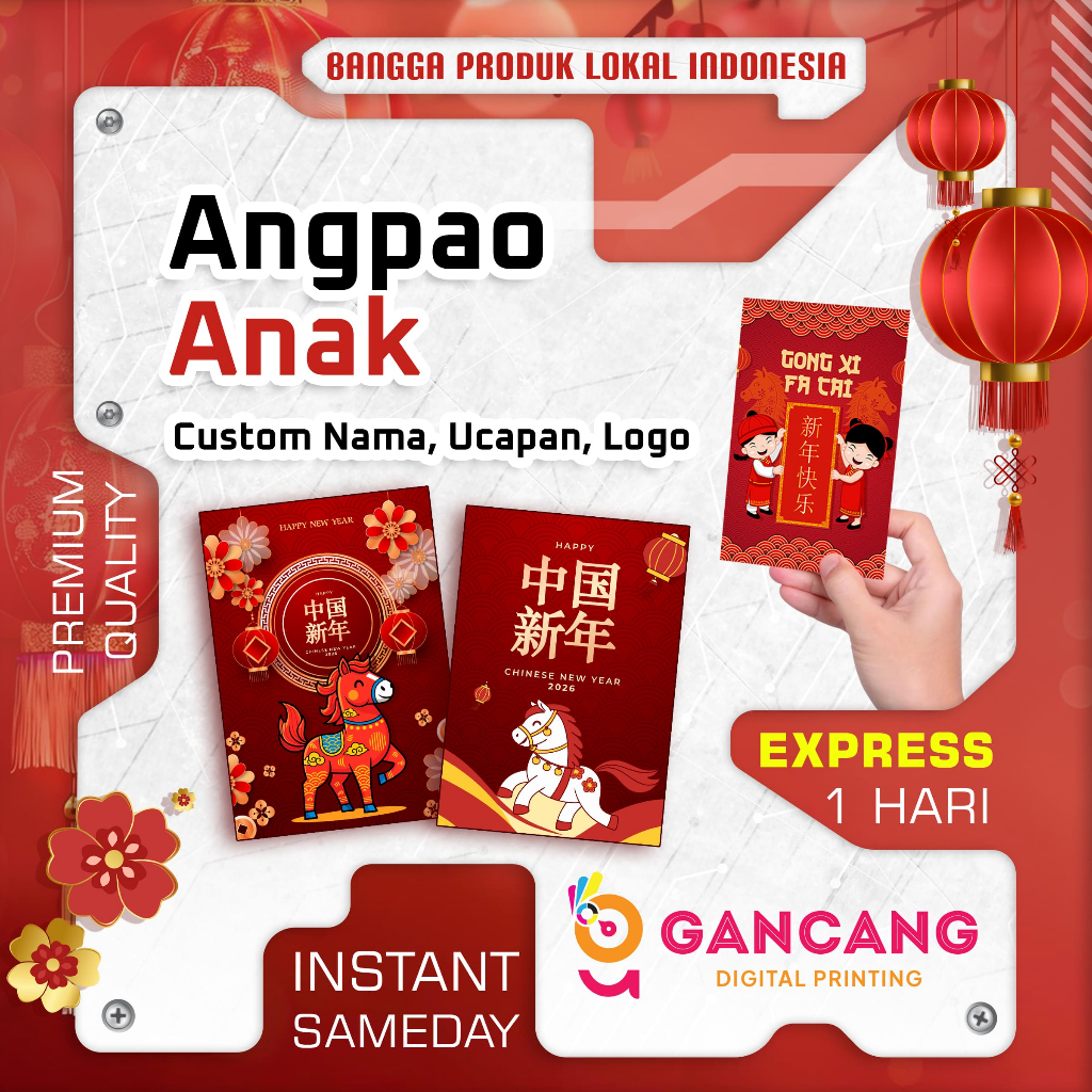 Custom Angpao Anak Imlek Sincia 2026 | Angpao Premium Custom Nama dan Logo | Angpao Xinjia Imlek CNY