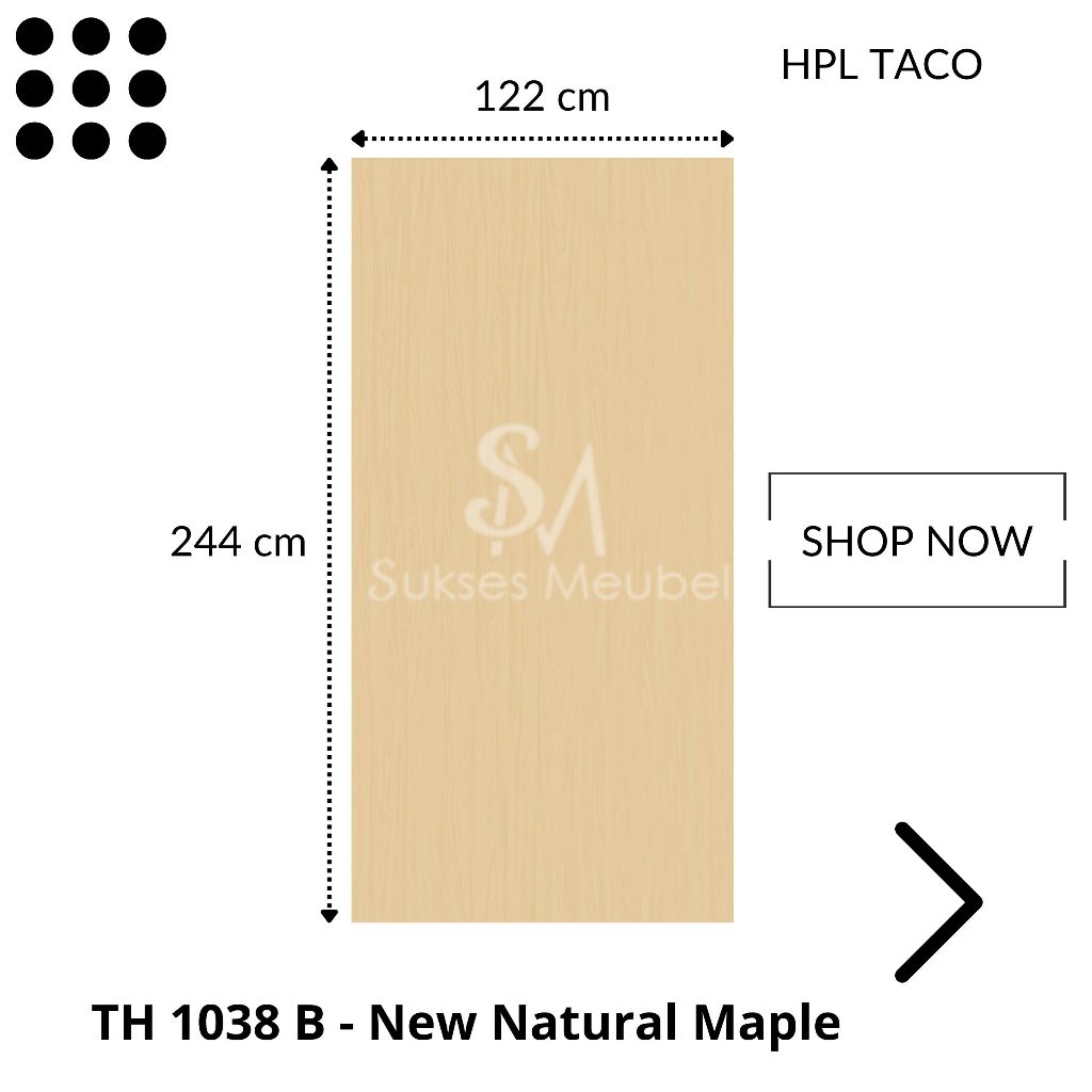 TACO HPL Woodgrain TH 1038 B - New Natural Maple | Per 1 Lembar Ukuran 122cm x 244cm