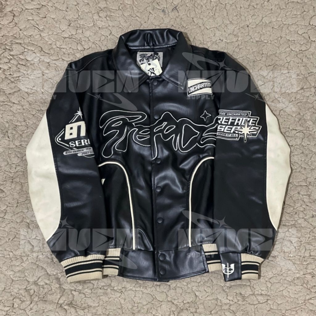 [100% ORIGINAL] PREFACE UNCHARTED VARSITY LEATHER JACKET