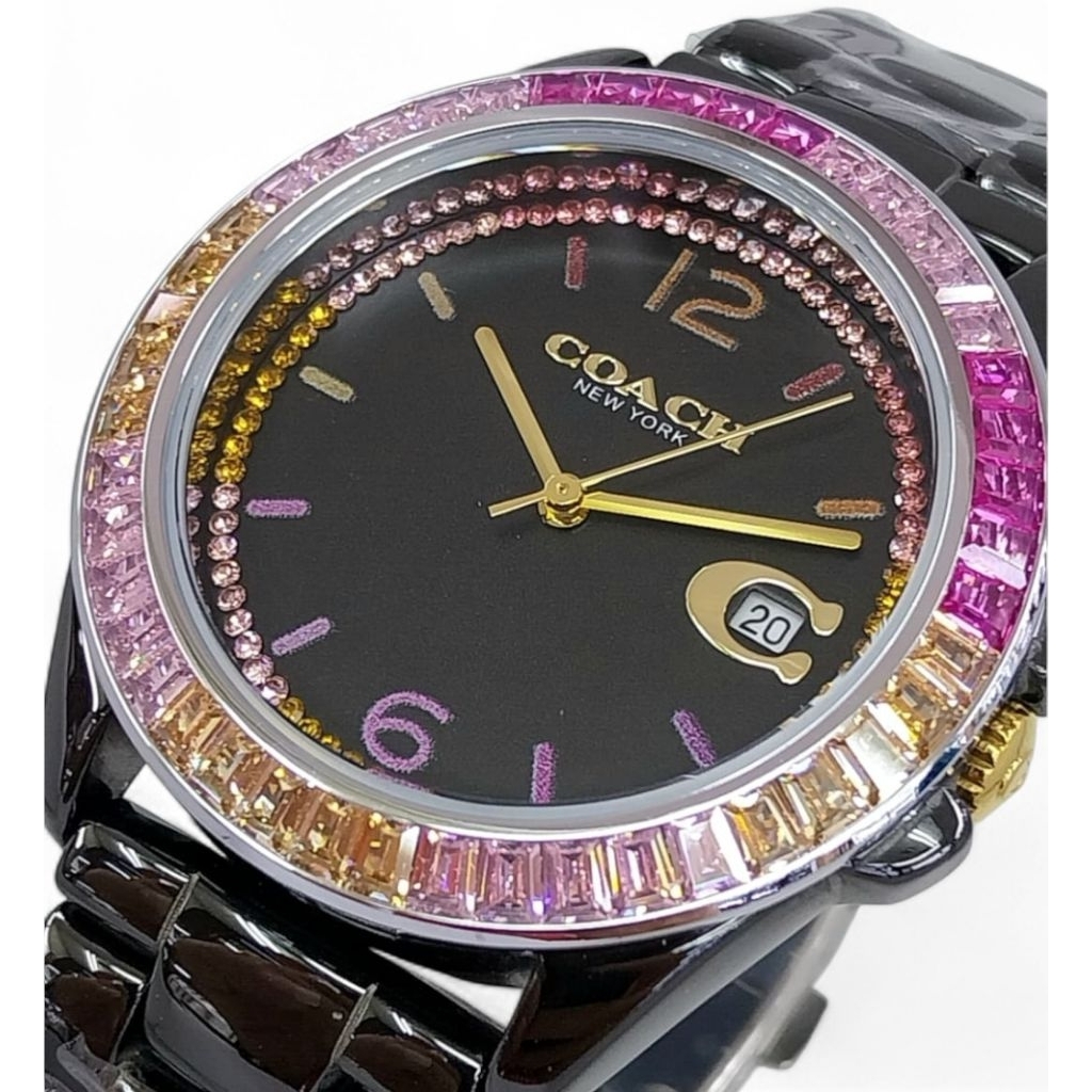 GROSIR TERMURAH...Jam Tangan Wanita New COACH CERAMIC ORIGINAL New York Bezel Diamond Branded