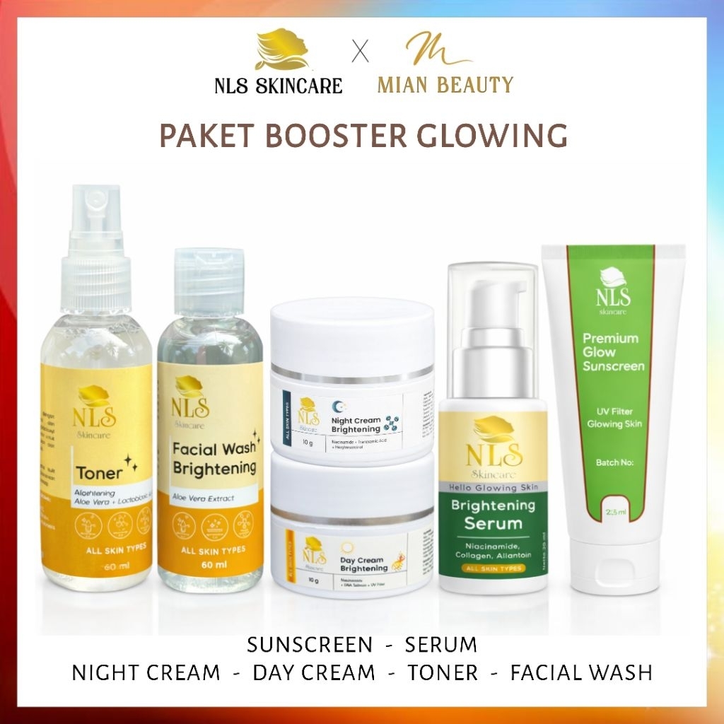 NLS Skincare Paket Glowing Cream Serum Sunscreen BPOM Original Aman Bumil Busui