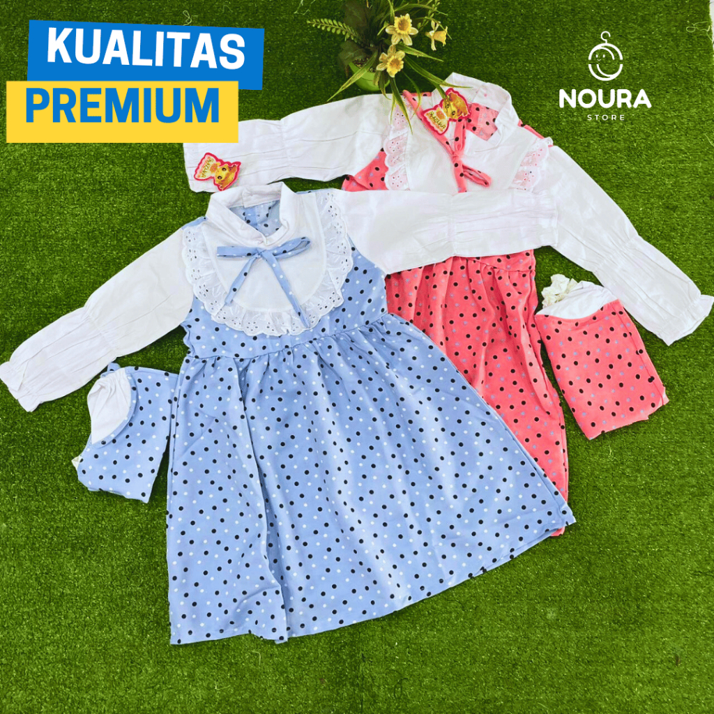 Gamis Anak Shizuka Motif Polkadot Elegan - Gamis Anak Perempusn Set HIjab