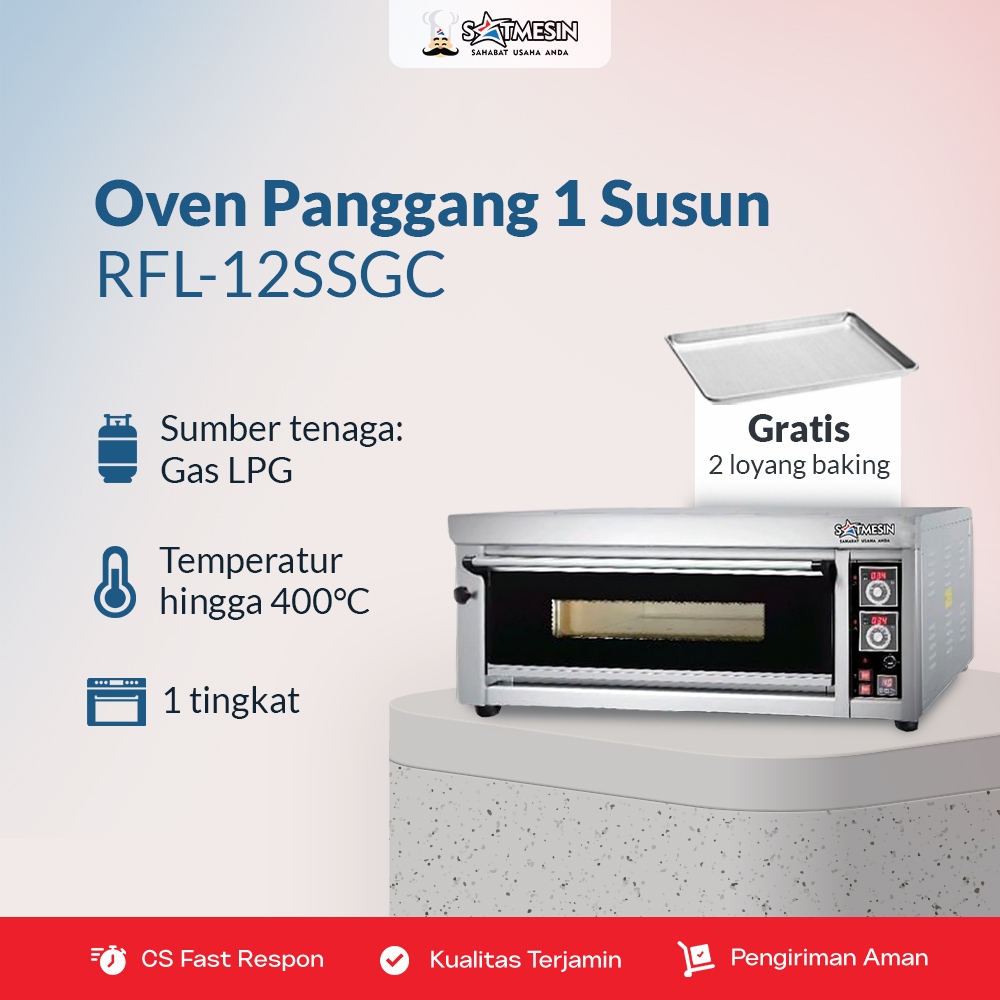 Satmesin - Oven Gas 1 Deck 2 Tray | Modena Oven Panggang untuk Berbagai Jenis Baking Free 2 Loyang