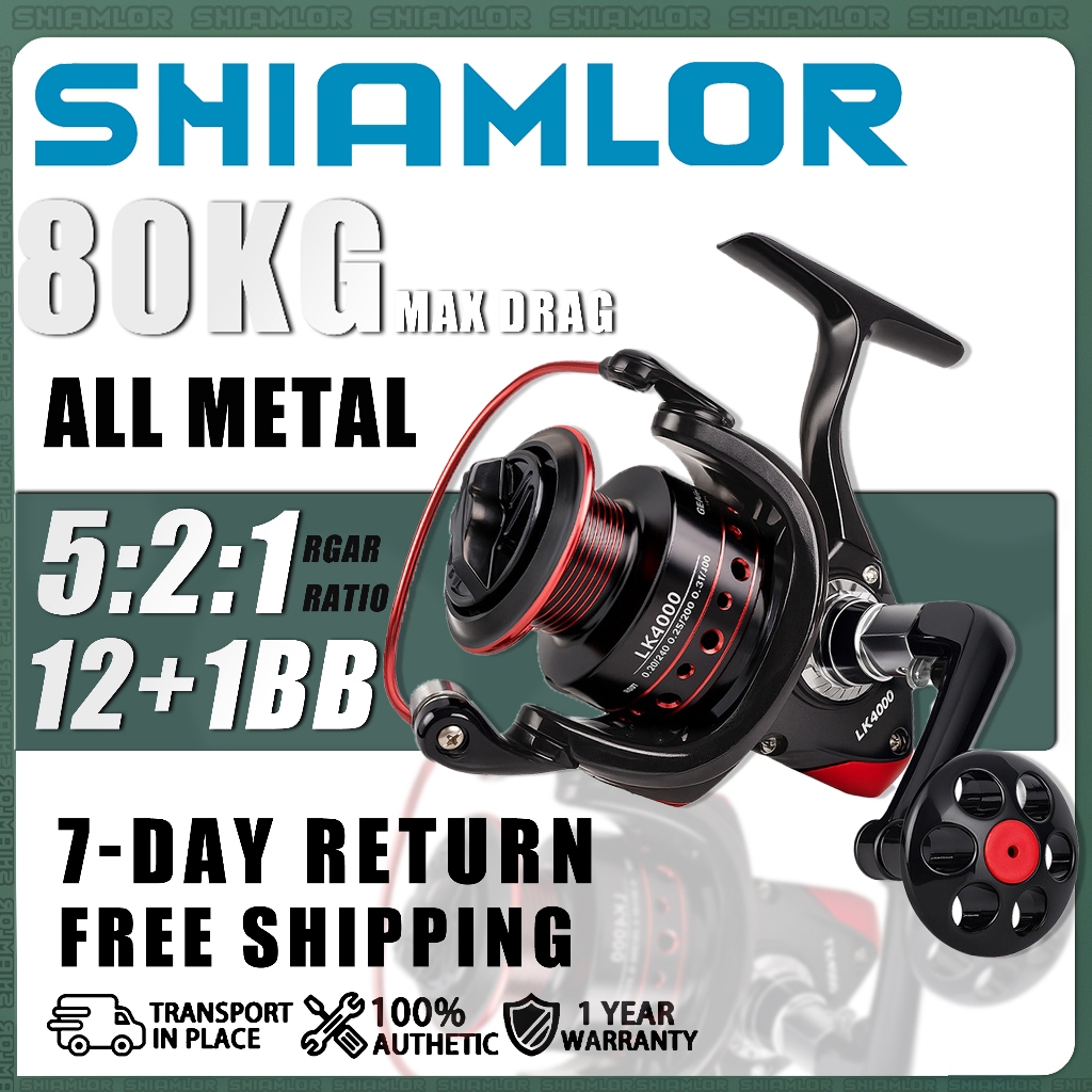 SHIAMLOR Reel Pancing LK2000-7000 Spinning Fishing Reel Spool Metal Aluminium
