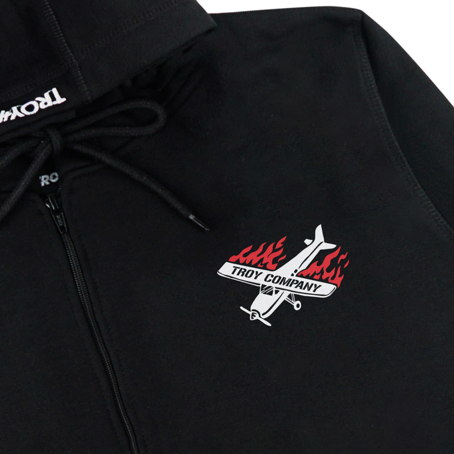 Troy Company Zipper Hoodie Black Fallplane - Hoodie Zipper Hoodie Hitam ZHD 3323