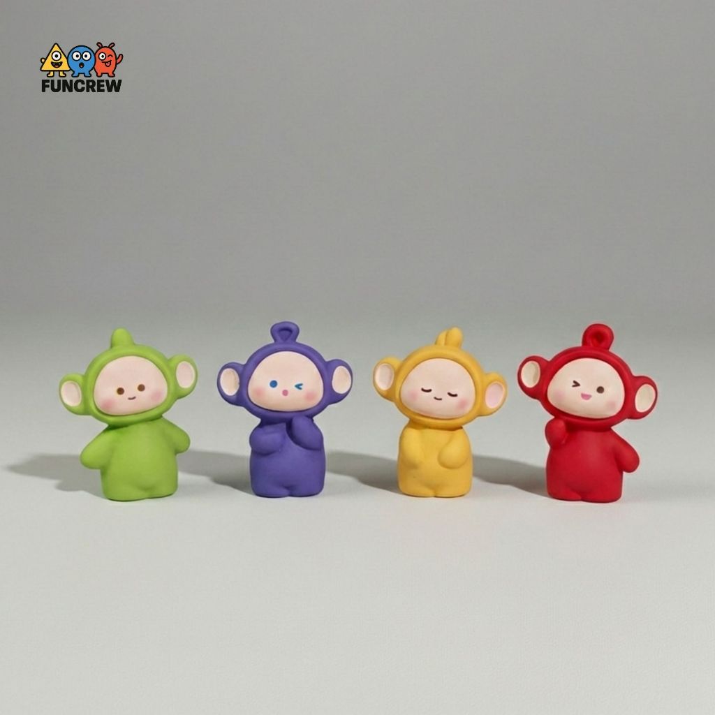 [FUNCREW] 1 Set 4pcs Pajangan Meja Lucu Teletubbies Menggemaskan – Boneka Lucu Dekorasi Meja Kerja &