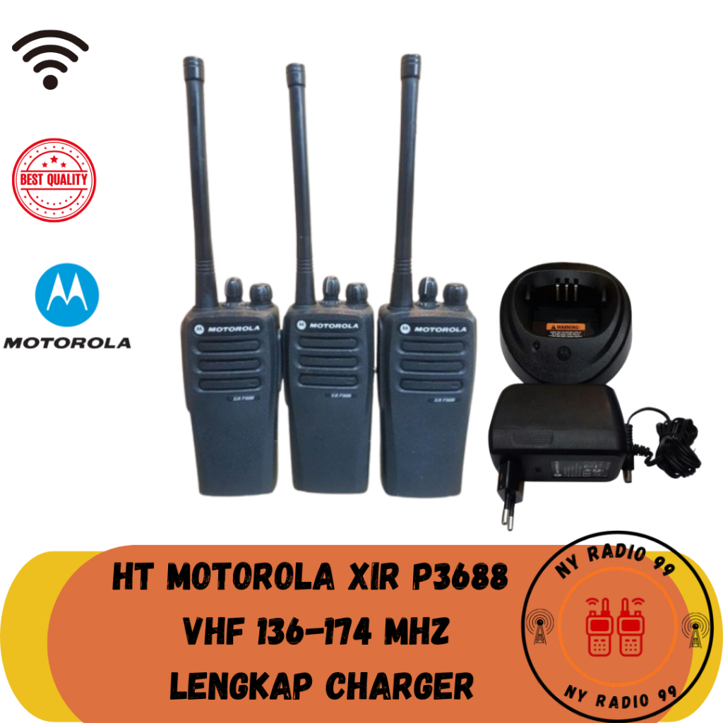 HT Motorola Xir P3688 VHF 136 174 Mhz Second Original Lengkap Charger