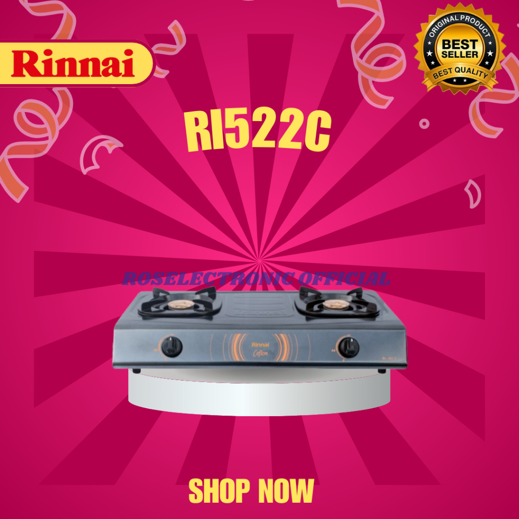 Rinnai Kompor Gas 2 Tungku RI 522 C BERGARANSI ORIGINAL/RI522C/RI-522-C/RI-522C/RI 522C/RI 522 C