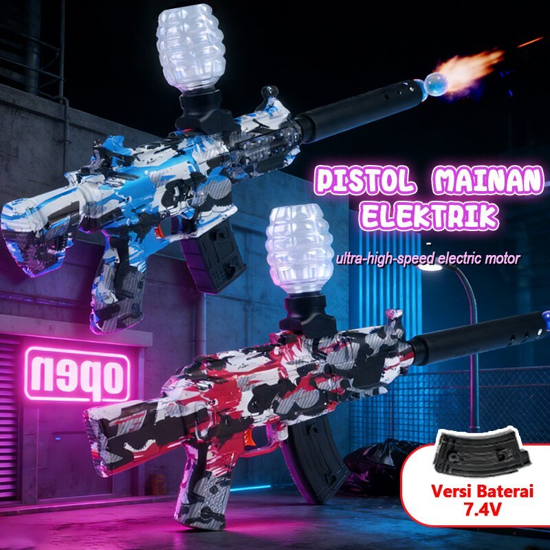 Mainan Pistol M416 Water Gel Otomatis Elektrik Mainan Tembak Tembakan Air Anak Dilengkapi Baterai 7.