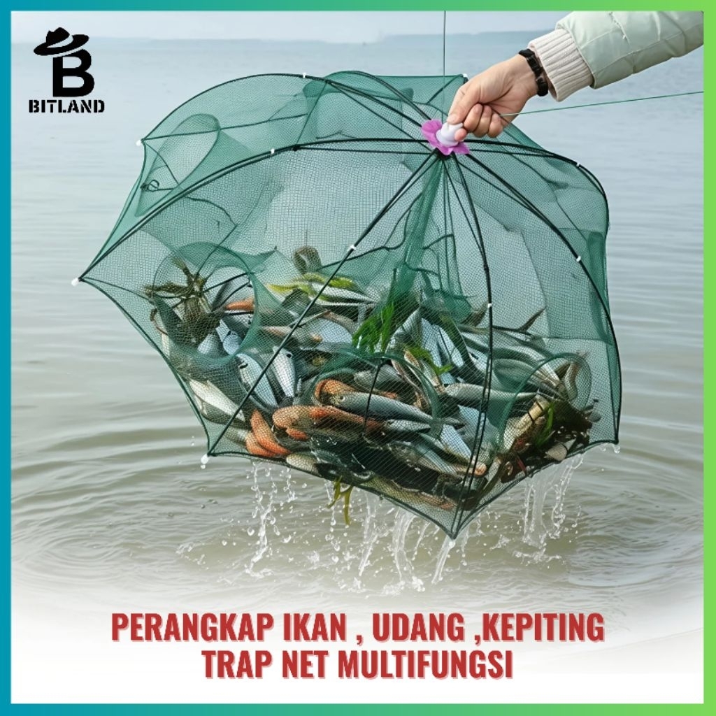 BITLAND Perangkap Bubu Payung 4-20 Lubang Alat Jaring Perangkap Ikan-YW-4/20
